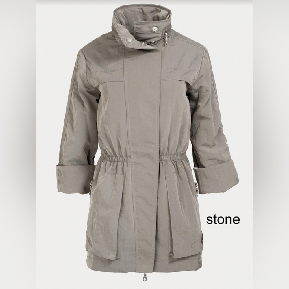 The Fillmore The Anorak Women’s Jacket Water Resistant Hooded Trench Stone XS